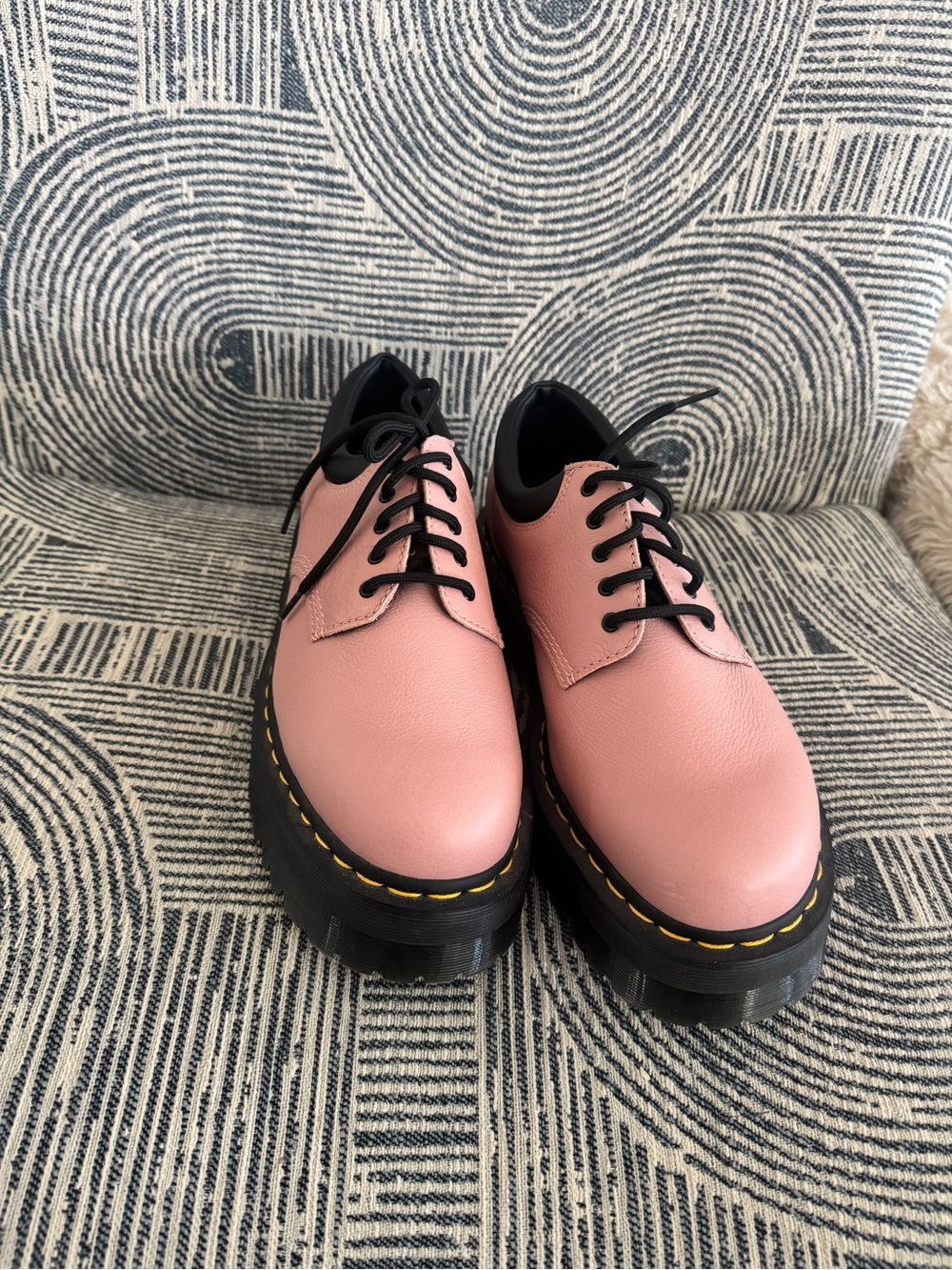 Dr Marten 8053 Pink Lace-Up Stacked Platform Oxfords Sz 12M/14W Preppy Punk